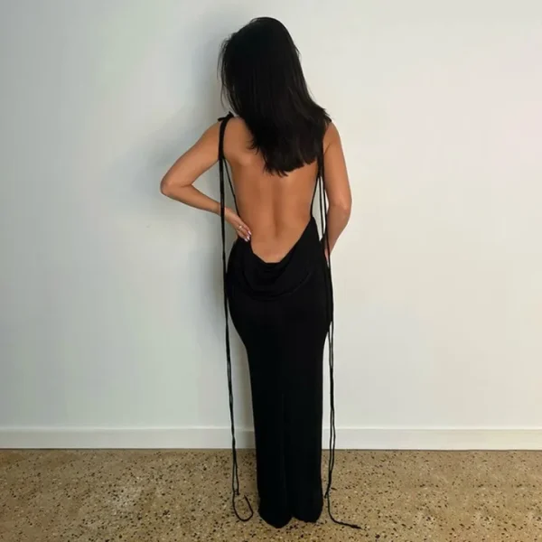 Bomblook LCDS85 Fall 2023 Women S Clothing Most Popular Products Solid Color Strap Backless Maxi Dress - Image 4