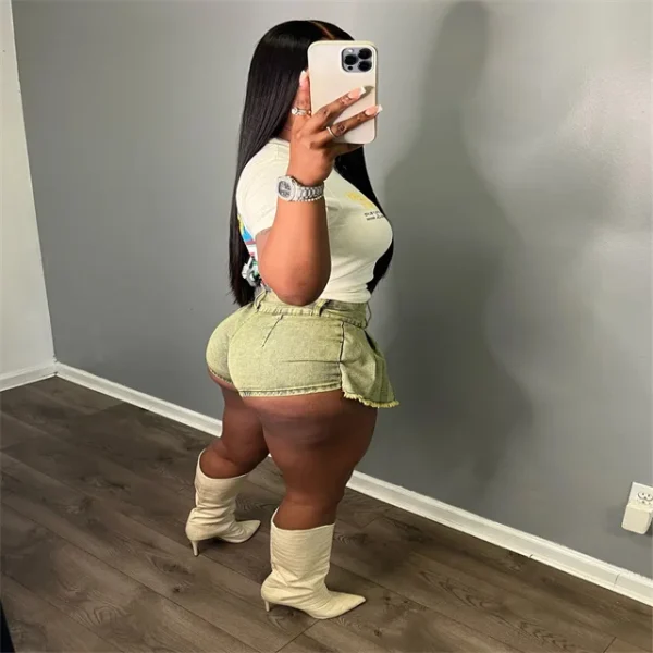 CUTENOVA 23SK072801 Plus size Denim Skort Summer New Washed  Sexy  Ladies Skorts For Ladies - Image 4