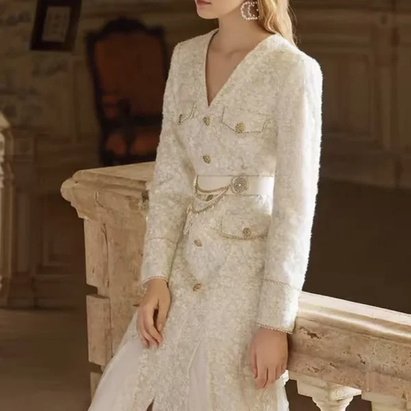 OUDINA 2023 Wholesale Luxury Lace Thickened Gauze Long Casual Elegant Women's Dresses - Image 3
