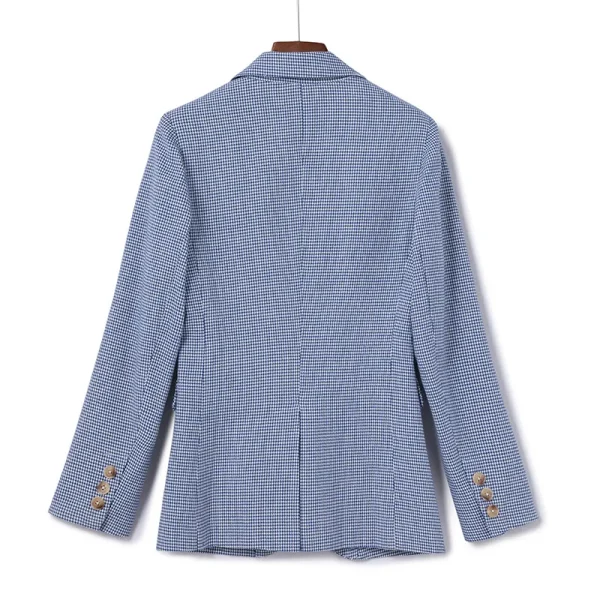 High Quality New Arrival Spring And Autumn Woman Plaid Linen Blazers Design Fashion Jacket Ladies Women - Image 3