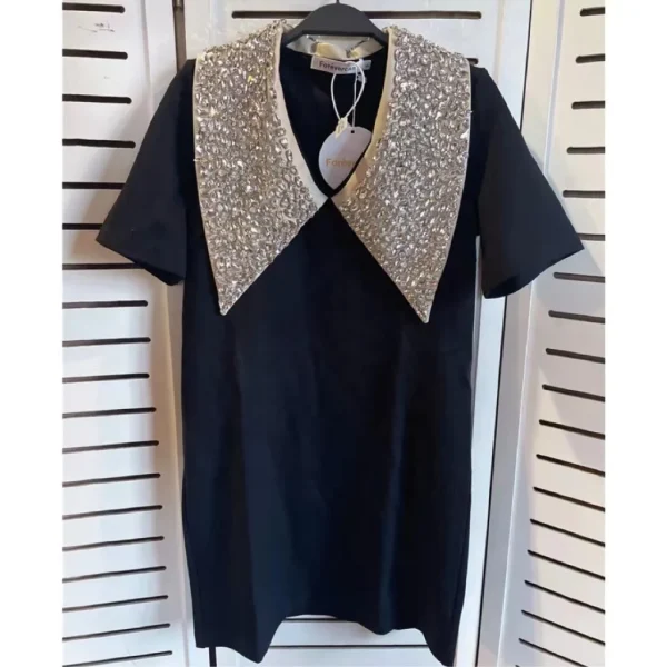 OUDINA Female Niche Luxury Fashionable Short Sleeve T-shirt Casual Dresses Women Tee Dress