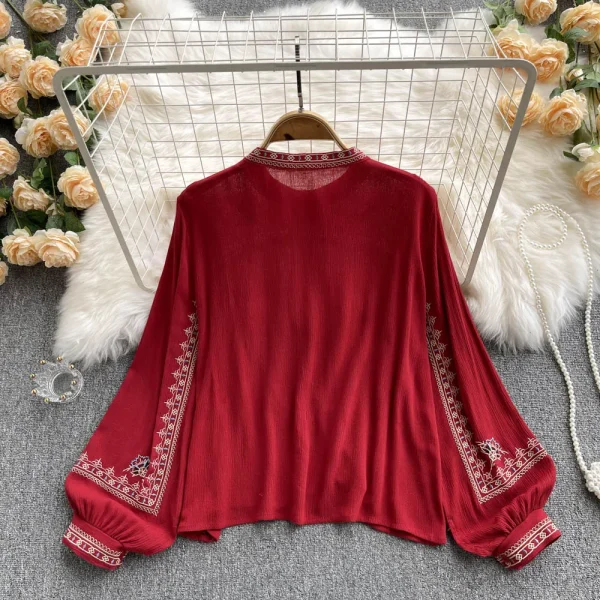 2023 Women's New Women's Shirts Chiffon Long Sleeve Top Printing Fashion Women's Shirts Wholesale - Image 6