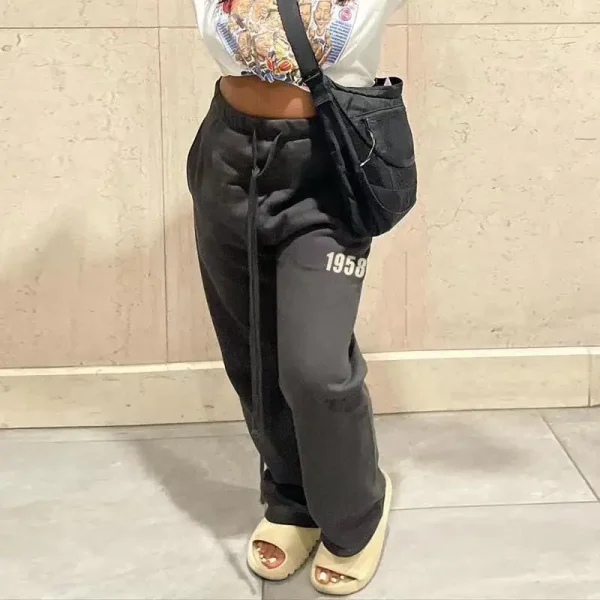 Bomblook ASPT66 2023 Autumn Street Fashion Trend Printed Wide Leg Sweatpants Baggy Sweatpants Fleece Sweatpants - Image 6