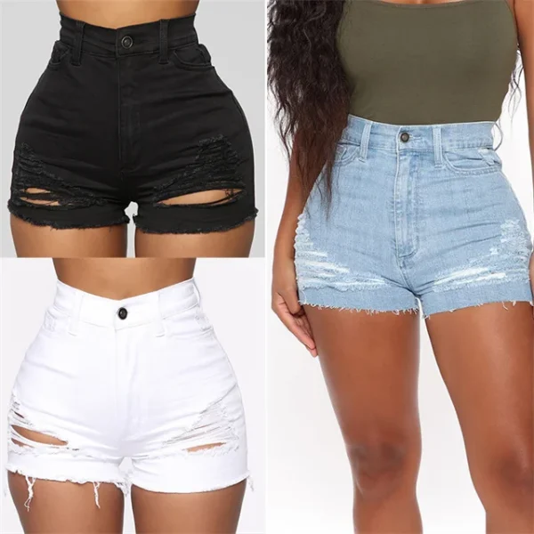 CuteNOVA 23PT0717 plus size fashion ripped jeans summer new arrival denim shorts women jeans - Image 2