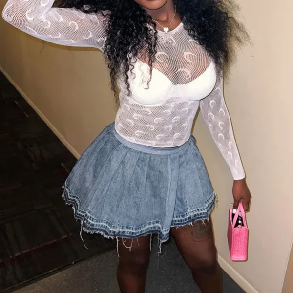 Cutenova MY23SK719 2023 Ins Trendy High Waist Spice Girls Y2K  Denim Skirt Short Skirts For Women Sexy - Image 5