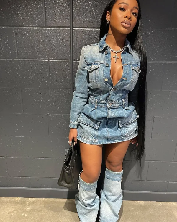 CUTENOVA 23ST100606 Sexy Autumn 2023 New Streetwear Denim Long Sleeve And Mini Skirt With Ankle Socks 2 Piece Skirt Women's Sets - Image 2