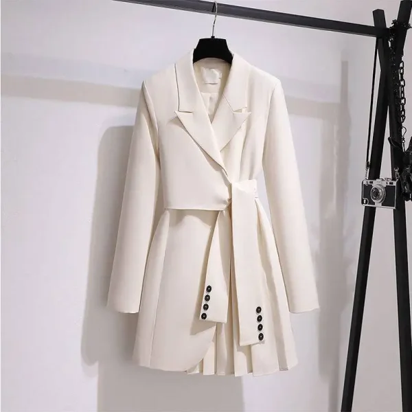 Plus Size Women Dress Spring 2022 New Slimming Waist Trimming Fashion Lady Suit Blazer Dress Slim A-line Midi Dress - Image 4