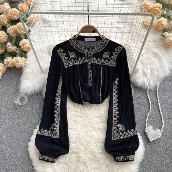 2023 Women's New Women's Shirts Chiffon Long Sleeve Top Printing Fashion Women's Shirts Wholesale - Image 2
