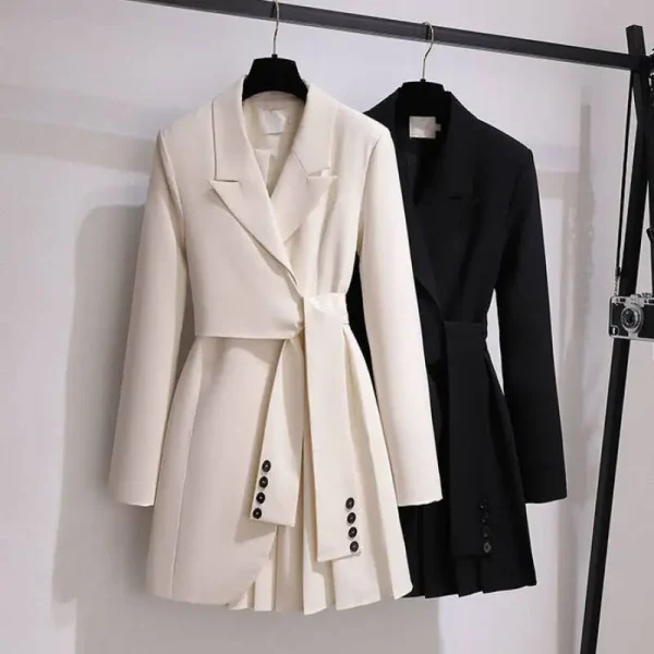 Plus Size Women Dress Spring 2022 New Slimming Waist Trimming Fashion Lady Suit Blazer Dress Slim A-line Midi Dress - Image 3