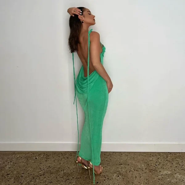 Bomblook LCDS85 Fall 2023 Women S Clothing Most Popular Products Solid Color Strap Backless Maxi Dress - Image 6