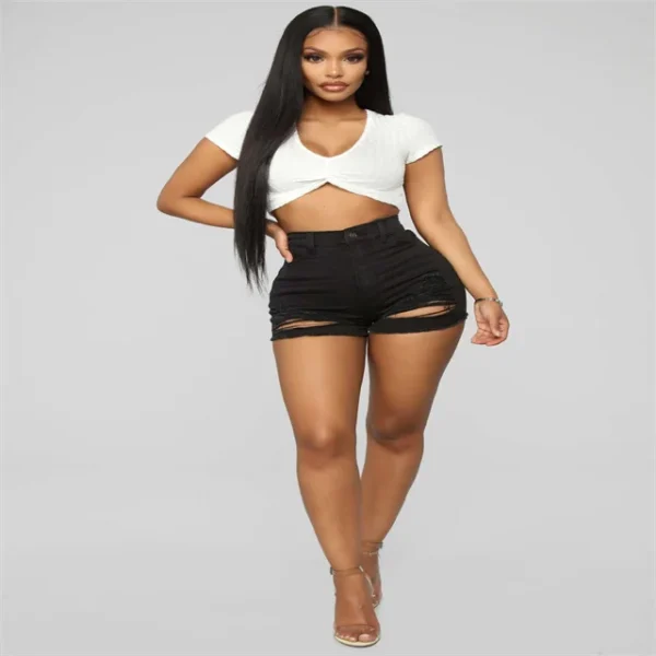 CuteNOVA 23PT0717 plus size fashion ripped jeans summer new arrival denim shorts women jeans