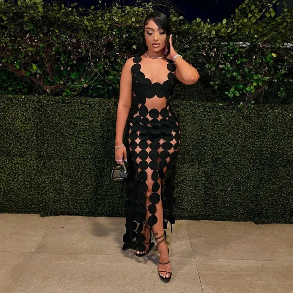 Bomblook QWDS89 Cut Out Women Summer Low Neck Cleavage Robe Girls Tassels Backless Super Sexy Party Club Hot Dress