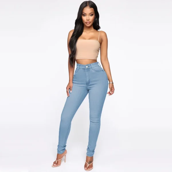 Plus Size Plus Size Women Jeans Sollid Color Skinny Pencil Pants Women's Denim Pants Xs-6xl Street - Image 2