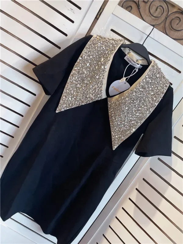 OUDINA Female Niche Luxury Fashionable Short Sleeve T-shirt Casual Dresses Women Tee Dress - Image 5