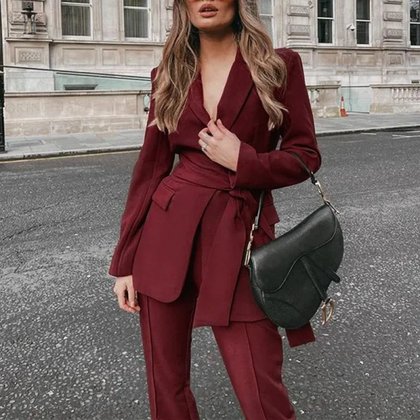New Pants Suits Solid Office Blazer Women Lady Business Suits For Women - Image 5