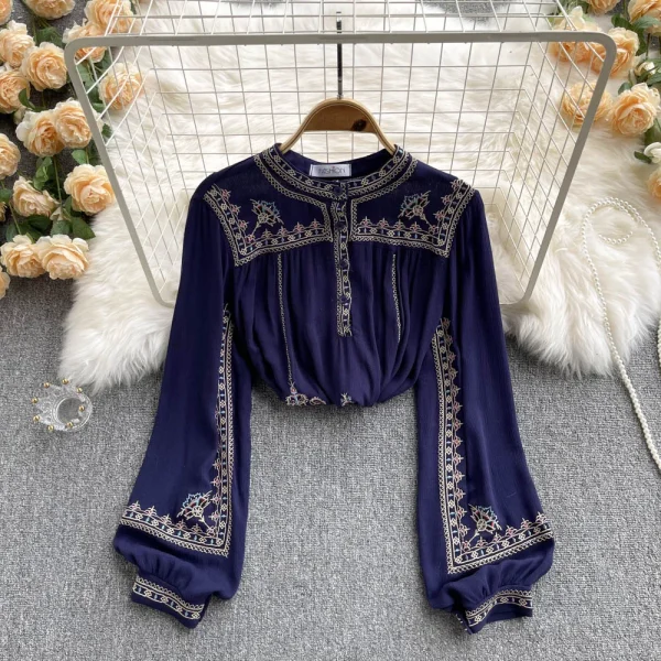 2023 Women's New Women's Shirts Chiffon Long Sleeve Top Printing Fashion Women's Shirts Wholesale - Image 3