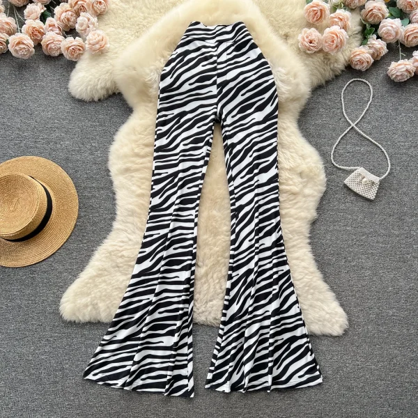 Printed Casual Pants Female Spring And Autumn New Slim Thin Straight Flared Pants - Image 4