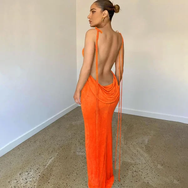 Bomblook LCDS85 Fall 2023 Women S Clothing Most Popular Products Solid Color Strap Backless Maxi Dress