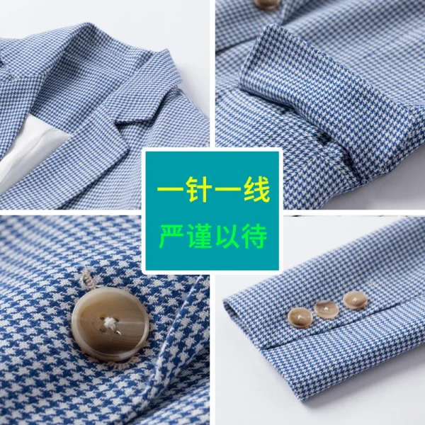 High Quality New Arrival Spring And Autumn Woman Plaid Linen Blazers Design Fashion Jacket Ladies Women - Image 2