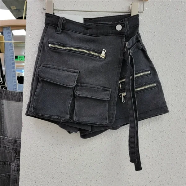 Bomblook C1006SK Cargo Skirts Mini Washed Jean Skirts Shorts Denim Skirts For Women Casual Wear - Image 3
