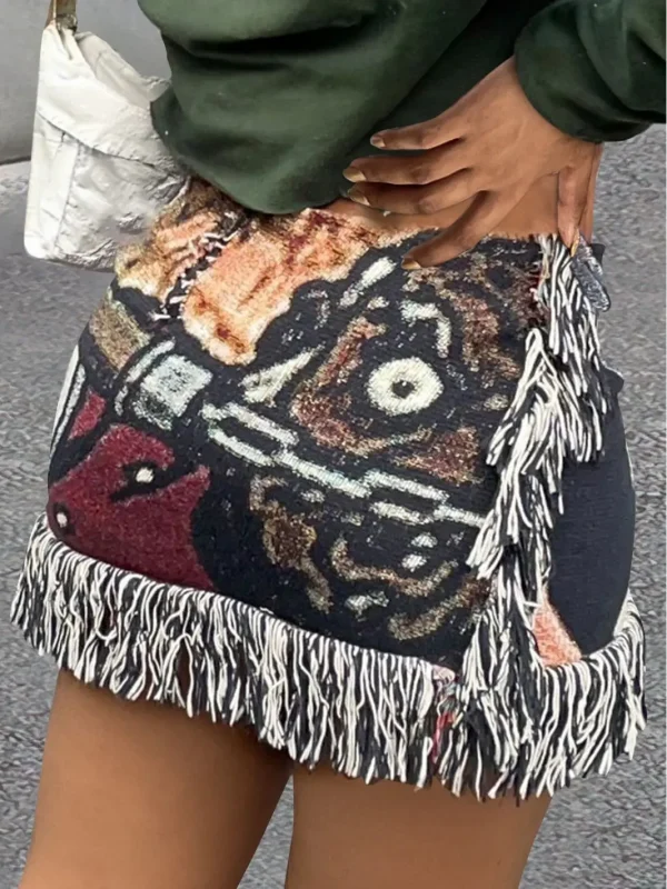 CUTENOVA 23SK1025 Fall Knit Fashion Print Ladies Bodycon Mini Skirt Streetwear 2023 Skirts For Women - Image 2