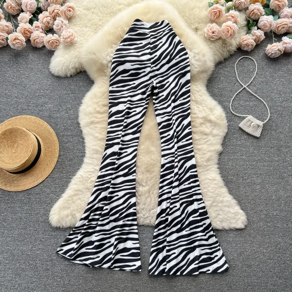 Printed Casual Pants Female Spring And Autumn New Slim Thin Straight Flared Pants - Image 2