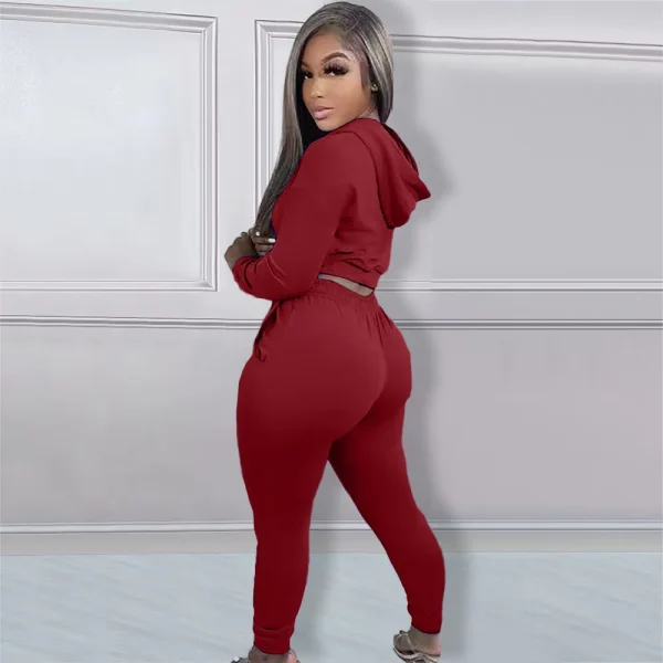 Bomblook LCST52 winter clothes for women solid color track suits gym fitness sets hoodies and sweat pants set - Image 3