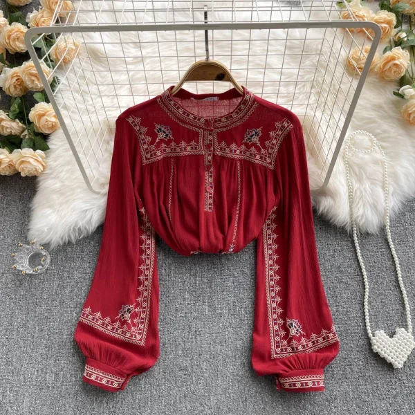 2023 Women's New Women's Shirts Chiffon Long Sleeve Top Printing Fashion Women's Shirts Wholesale