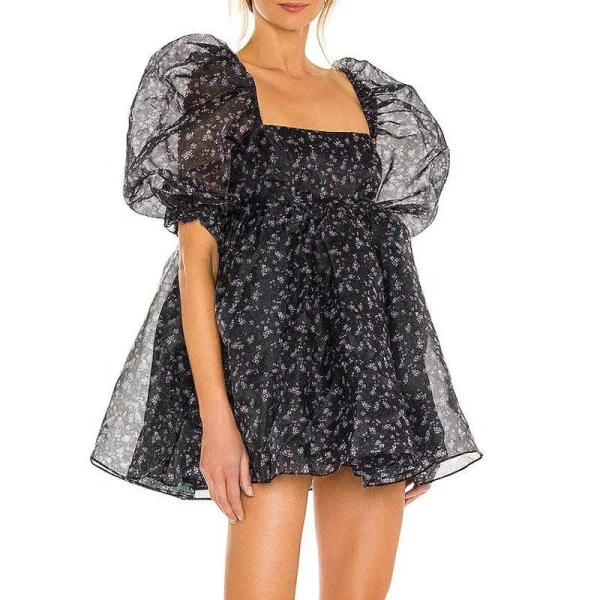 OUDINA New Spring Luxury Fluffy A Swing Dress Puff Sleeve White Casual Princess Dress - Image 6