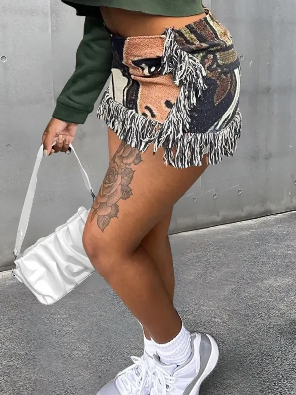 CUTENOVA 23SK1025 Fall Knit Fashion Print Ladies Bodycon Mini Skirt Streetwear 2023 Skirts For Women - Image 3
