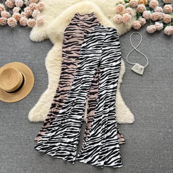 Printed Casual Pants Female Spring And Autumn New Slim Thin Straight Flared Pants