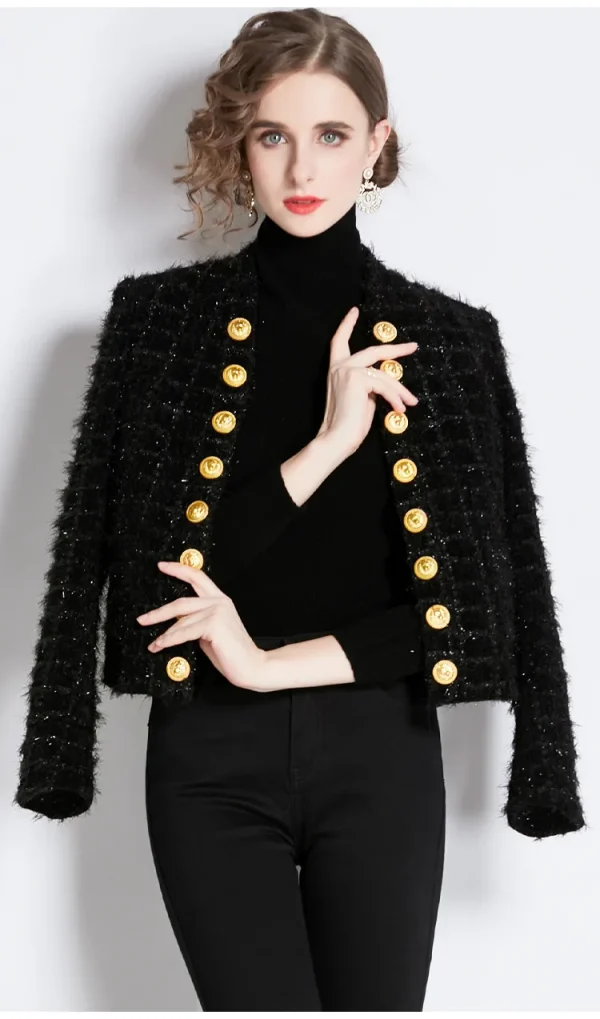 Candice French Luxury Elegant Style Autumn New Fashion Hepburn Style Elegant Ladies Woolen Tweed Coats - Image 2