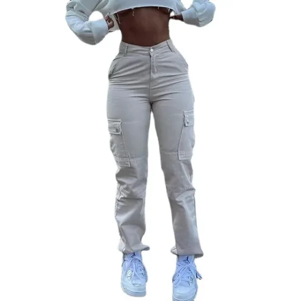 CUTENOVA 23PT091204 Trending Fall Winter 2023 Streetwear Vintage Jean Cargo Denim Pants With Pockets - Image 6