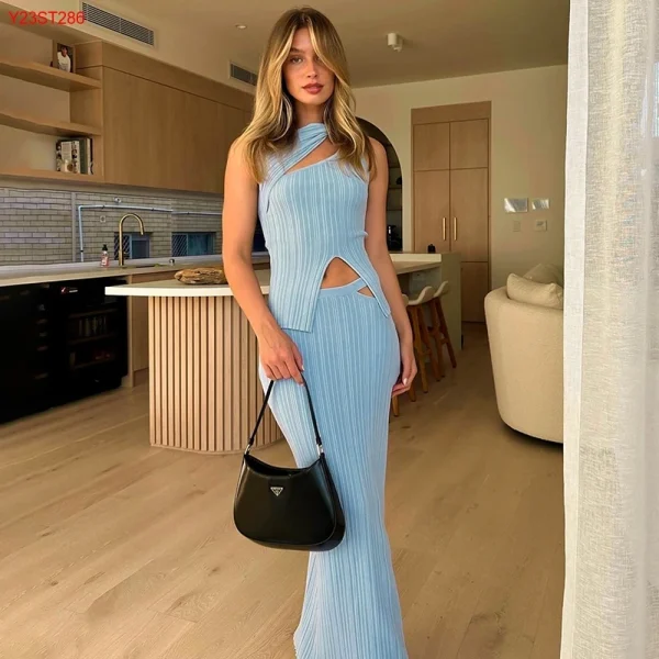 Cutenova Y23ST286 Elegant Light Luxury Knitted Two Piece Skirt Set Girls Clothing 2 Piece Set Women Spring 2023 - Image 3