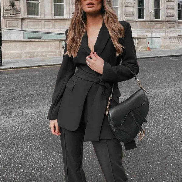 New Pants Suits Solid Office Blazer Women Lady Business Suits For Women - Image 4