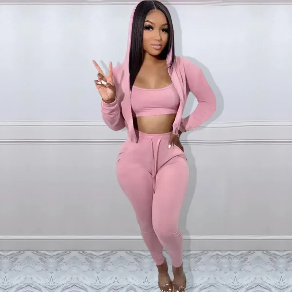 Bomblook LCST52 winter clothes for women solid color track suits gym fitness sets hoodies and sweat pants set - Image 5