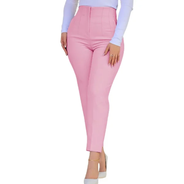 Women's solid color high-waisted casual pants OL ladies pants - Image 5