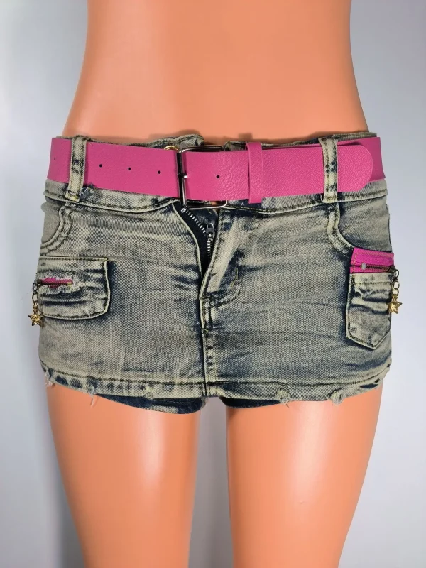 CUTENOVA 23SK0623 Plus size Denim Summer New Washed Old School Sexy Ladies Short Jeans Skort Skirt Women's Mini Skirt Skirt - Image 5