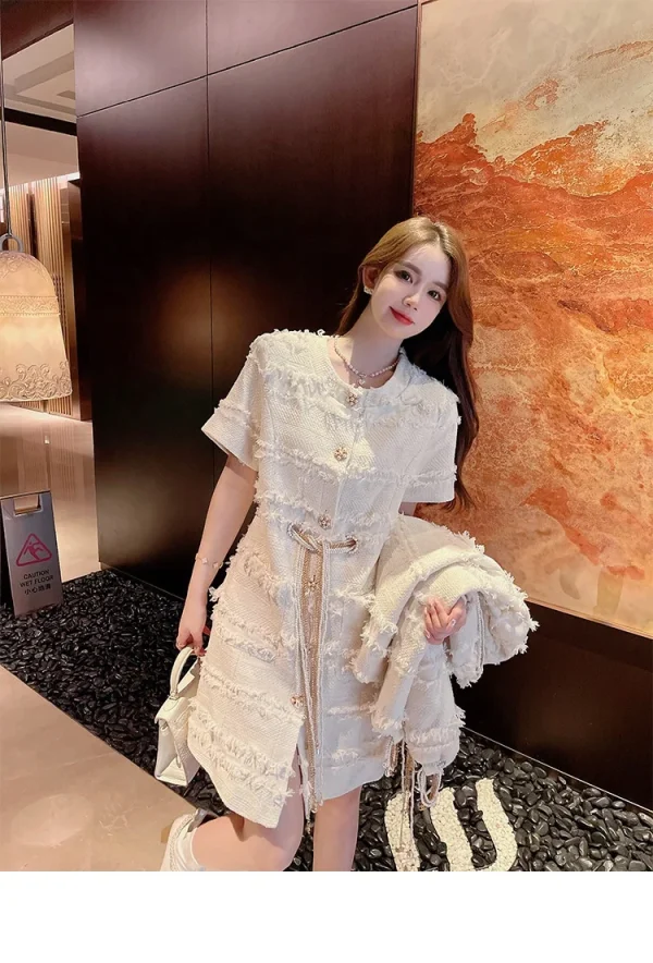 OUDINA High Quality Elegant Woman Set Coat And Dress Luxury 2 Piece Dress Winter Sets For Women - Image 5