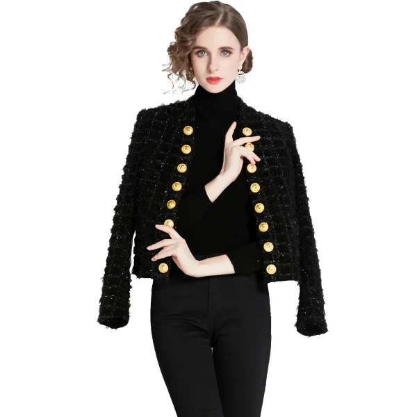 Candice French Luxury Elegant Style Autumn New Fashion Hepburn Style Elegant Ladies Woolen Tweed Coats - Image 5