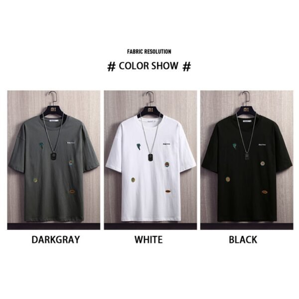 New Fashion Embroidere T-shirts Men Casual Half Sleeved Summer Soft Loose Pure Cotton Tops Oversized T Shirt for Men - Image 4