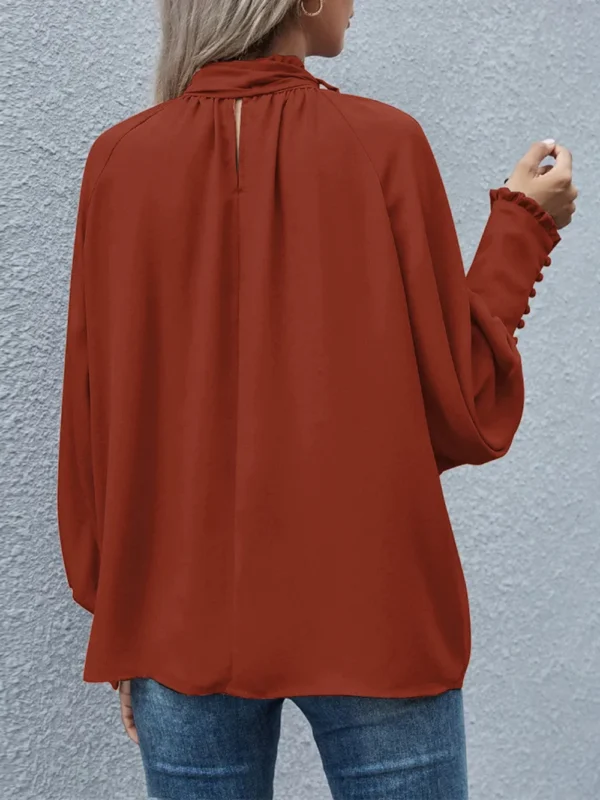 Tie Neck Lantern Sleeve Blouse - Image 8