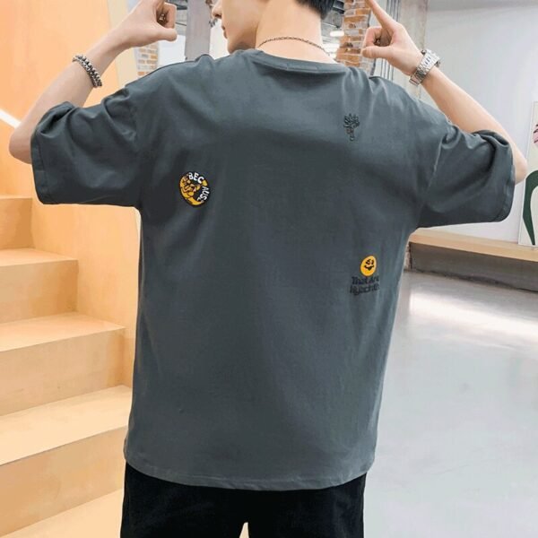 New Fashion Embroidere T-shirts Men Casual Half Sleeved Summer Soft Loose Pure Cotton Tops Oversized T Shirt for Men - Image 3