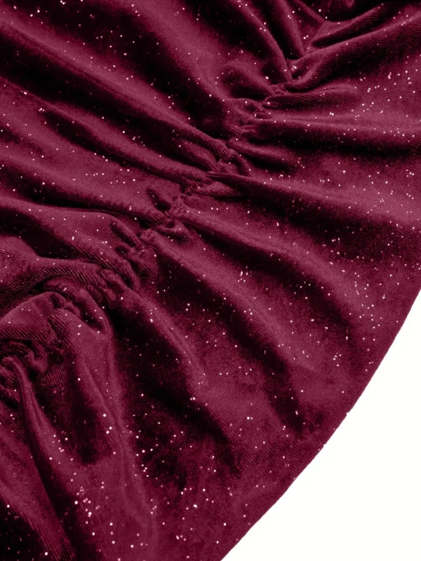 Glitter Ruched Cowl Neck Wrap Dress - Image 9