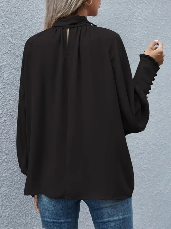 Tie Neck Lantern Sleeve Blouse - Image 5