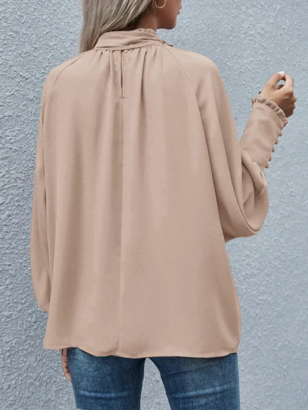 Tie Neck Lantern Sleeve Blouse - Image 2