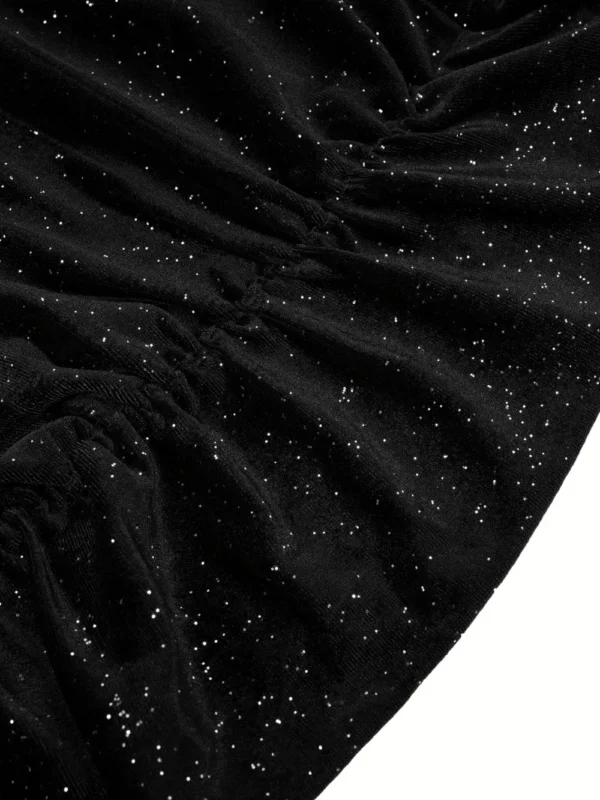 Glitter Ruched Cowl Neck Wrap Dress - Image 3